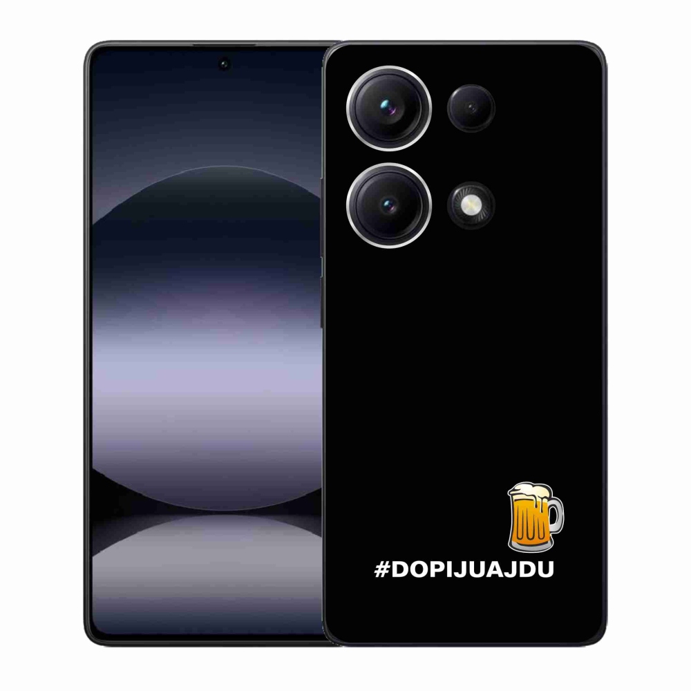 Gélový kryt mmCase na Xiaomi Redmi Note 14S - pivný motív 1 čierne pozadie