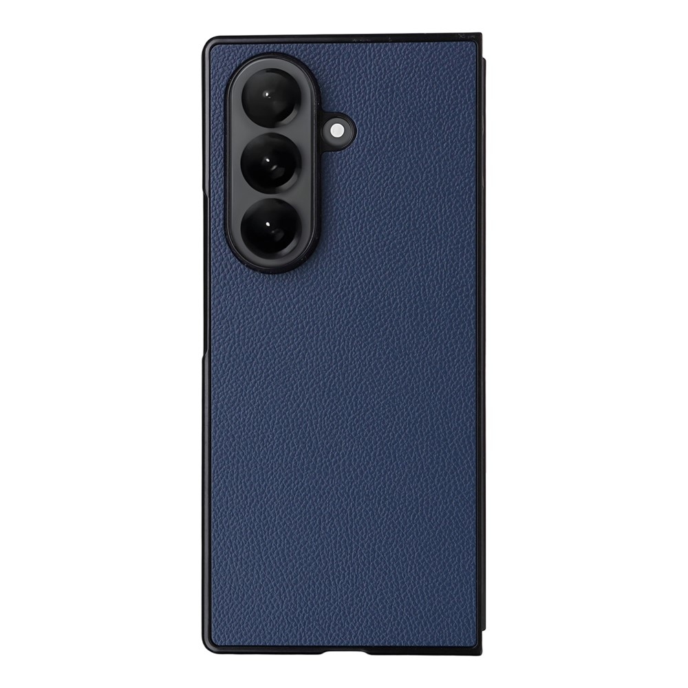 Leather plastový obal potiahnutý umelou kožou na Samsung Galaxy Z Fold7 5G - tmavomodrý