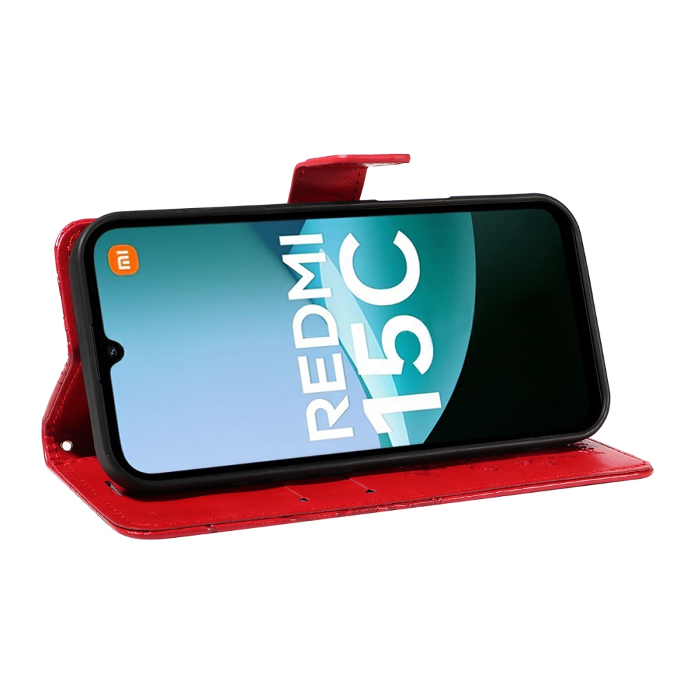 Big Butterfly knižkové púzdro na Xiaomi Redmi 15C 4G/5G (173mm) - červené