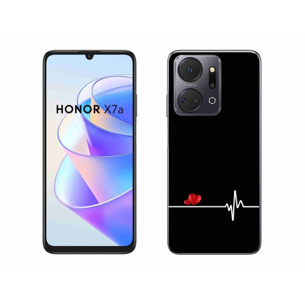 Gélový kryt mmCase na Honor X7a - srdce a tep čierne pozadie