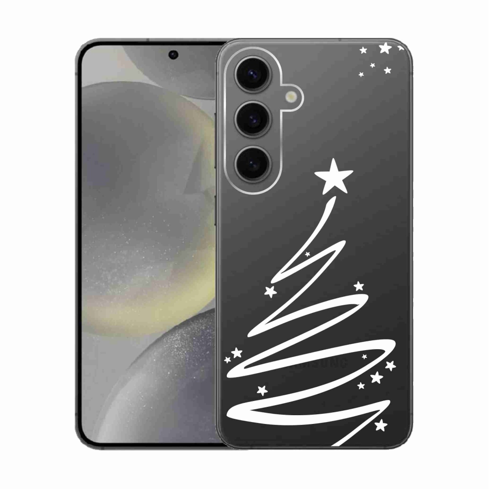 Gélový kryt mmCase na Samsung Galaxy S24 - biely stromček na priehľadnom pozadí