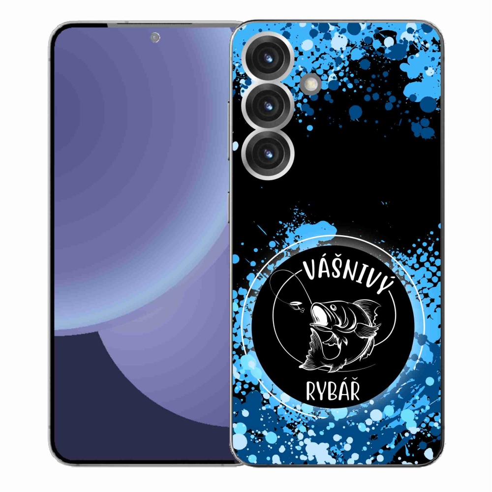 Gélový kryt mmCase na Samsung Galaxy S25+ - vášnivý rybár čierne pozadie