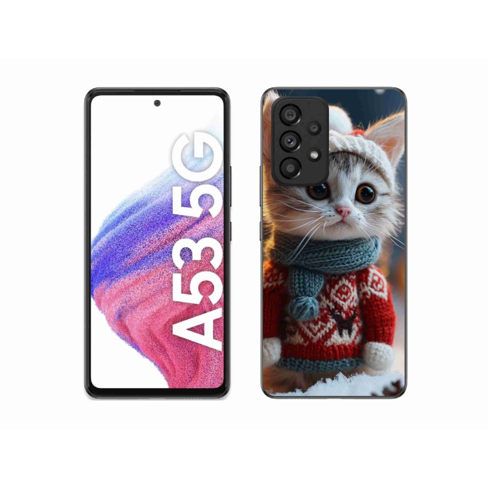 Gélový kryt mmCase na Samsung Galaxy A53 5G - mačiatko vo svetri