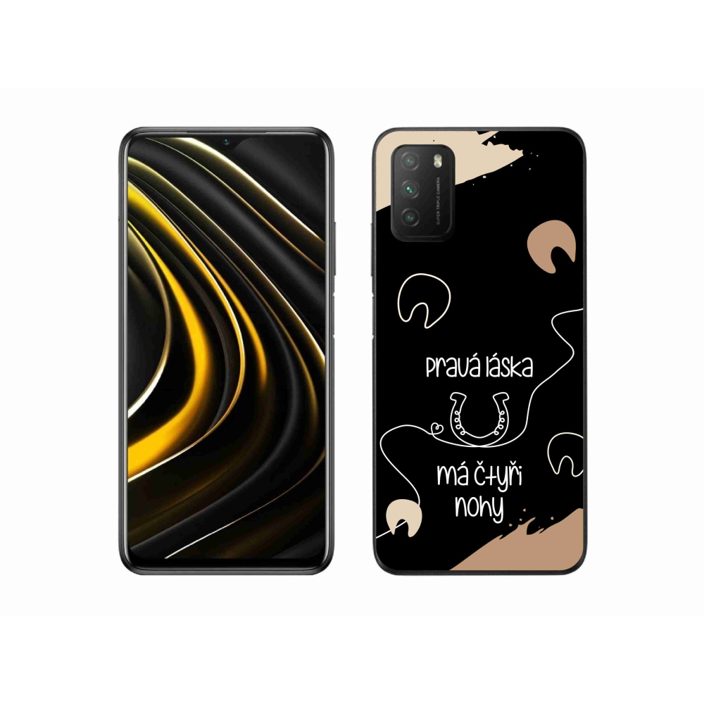 Gélový kryt mmCase na Xiaomi Poco M3 - konský motív čierne pozadie