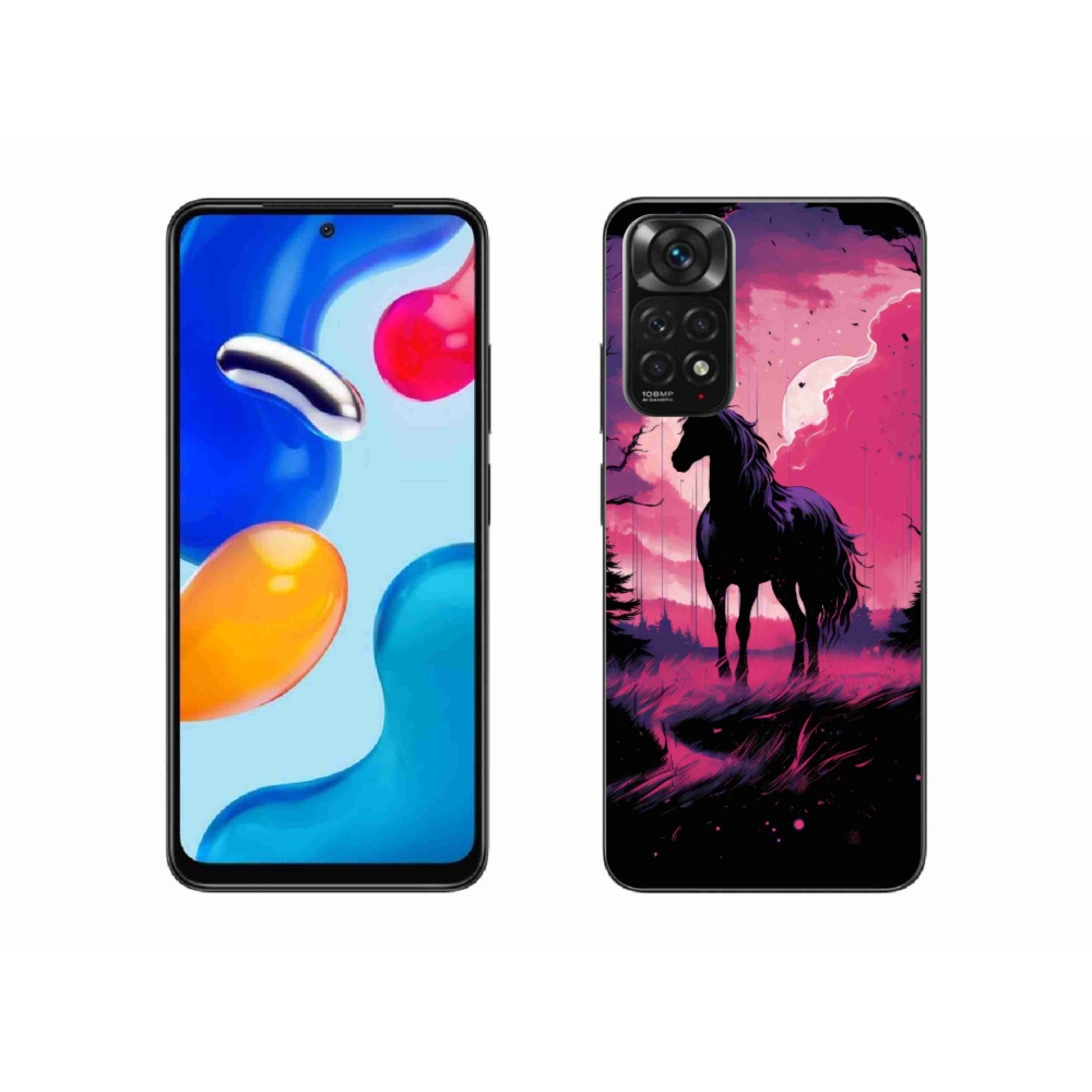 Gélový kryt mmCase na Xiaomi Redmi Note 11 4G - čierny kreslený kôň 1