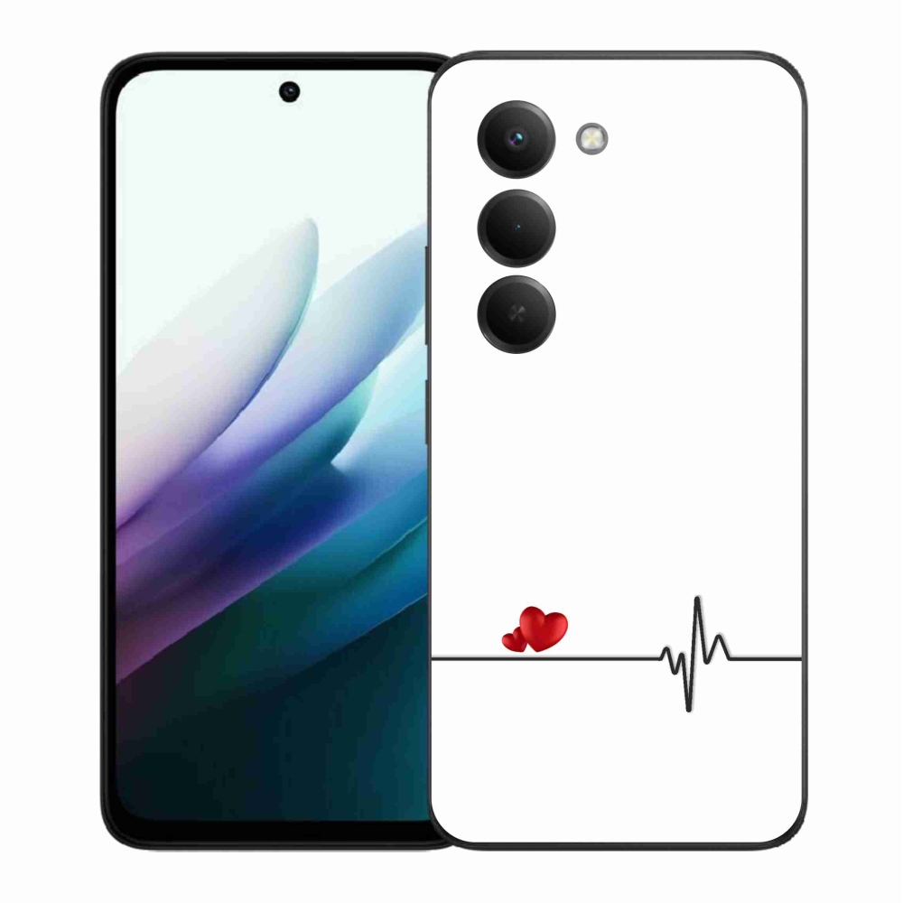 Gélový kryt mmCase na Xiaomi Redmi 15 4G/5G (171mm) - srdce a tep biele pozadie