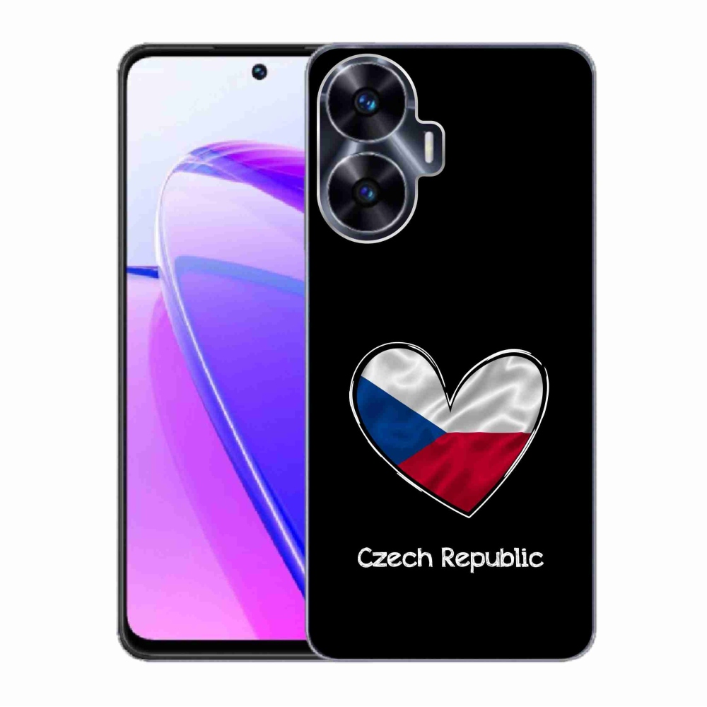 Gélový kryt mmCase na Realme C55 - vlajka srdca čierne pozadie