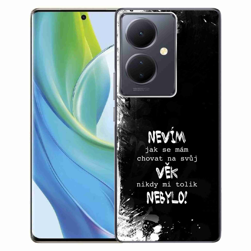 Gélový kryt mmCase na Vivo V29 Lite 5G - vtipný text 14 čierne pozadie