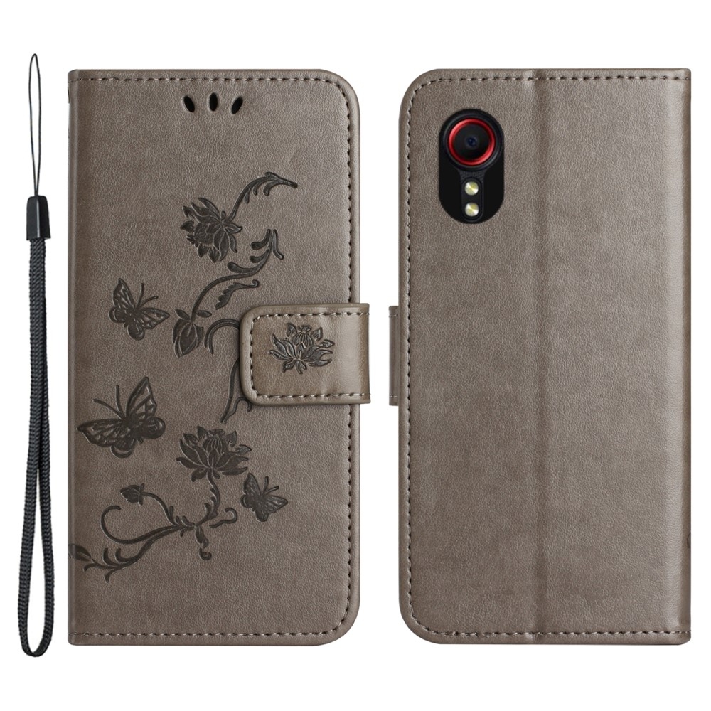 Flower knižkové púzdro na Samsung Galaxy Xcover 7 - šedé