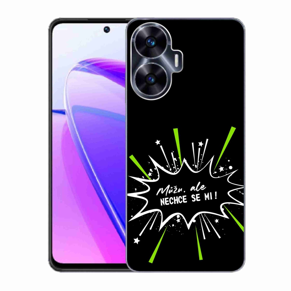 Gélový kryt mmCase na Realme C55 - vtipný text 11 čierne pozadie