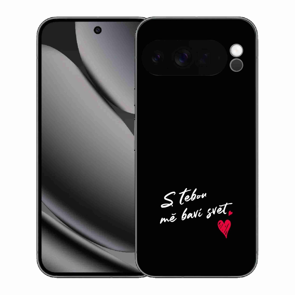 Gélový kryt mmCase na Google Pixel 10 Pro XL - zamilovaný text 1 čierne pozadie