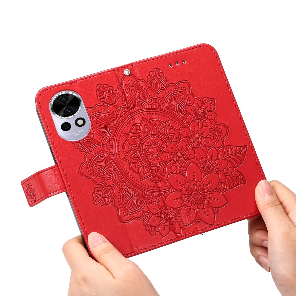 Mandala knižkové puzdro na Huawei Nova 13 5G - červené