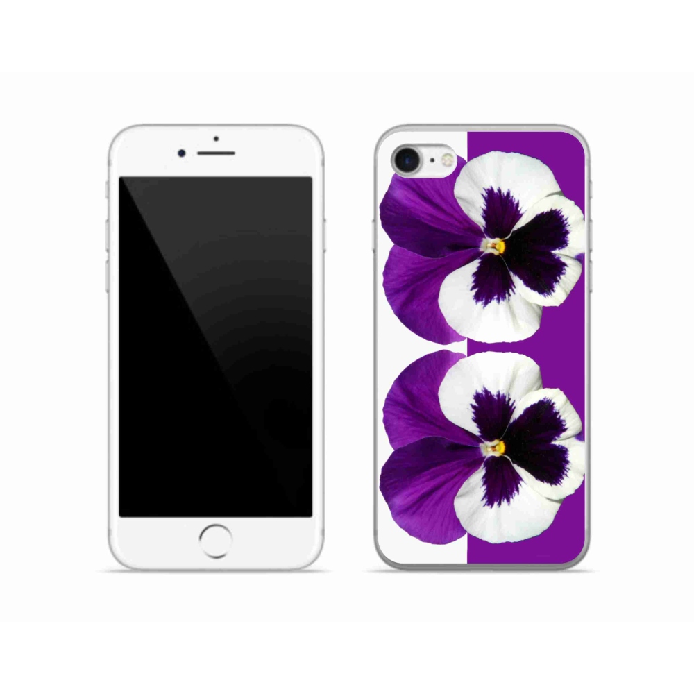 Gélový kryt mmCase na iPhone SE (2020) - fialovobiely kvet