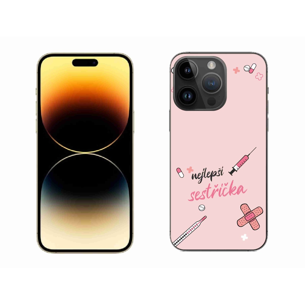 Gélový kryt mmCase na iPhone 14 Pro Max 6.7 - najlepšia sestrička ružové pozadie