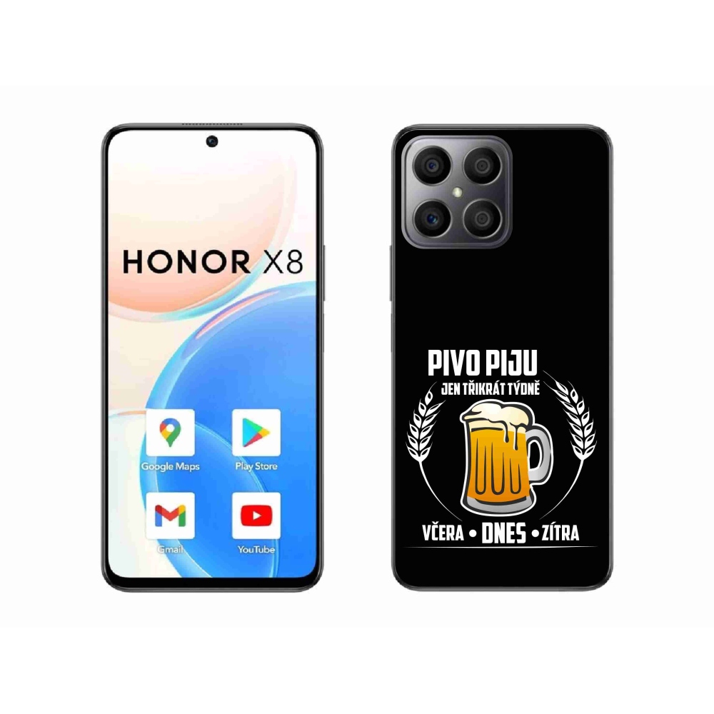 Gélový kryt mmCase na Honor X8 4G - pivný motív čierne pozadie