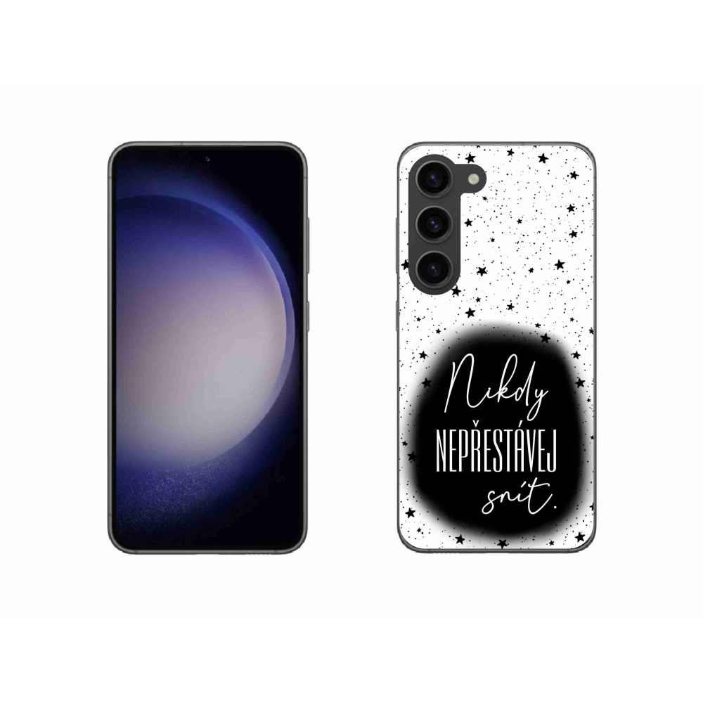 Gélový kryt mmCase na Samsung Galaxy S23 5G - citát 1 čiernobiele pozadie