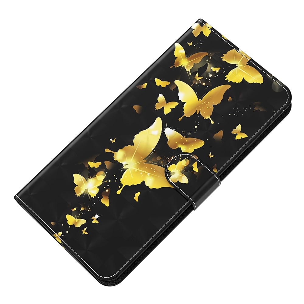 Print knižkové púzdro na Samsung Galaxy S24 - zlatí motýle