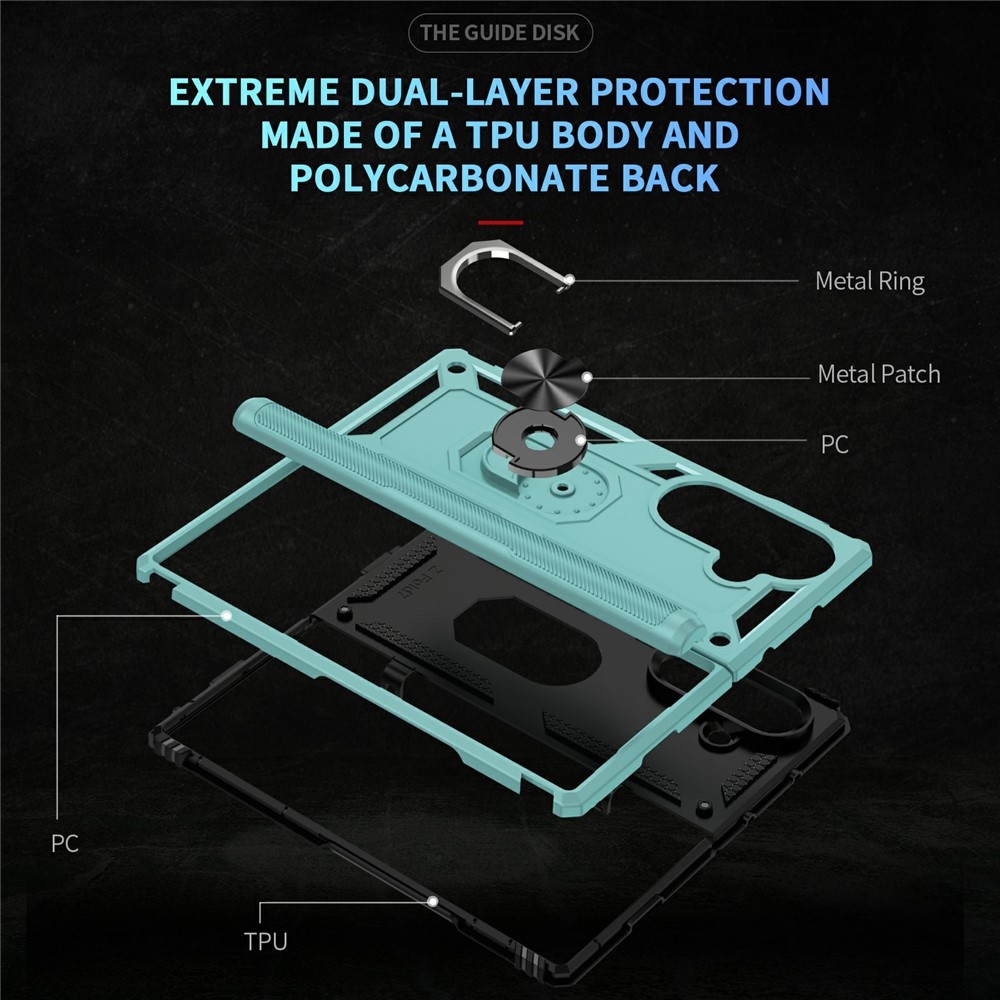 Ring odolný kryt na Samsung Galaxy Z Fold7 5G - modrozelený