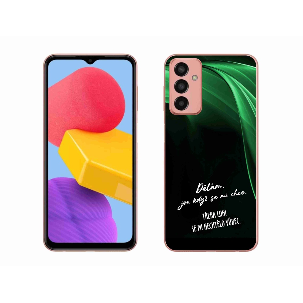 Gélový kryt mmCase na Samsung Galaxy M13 - vtipný text 12 čierne pozadie