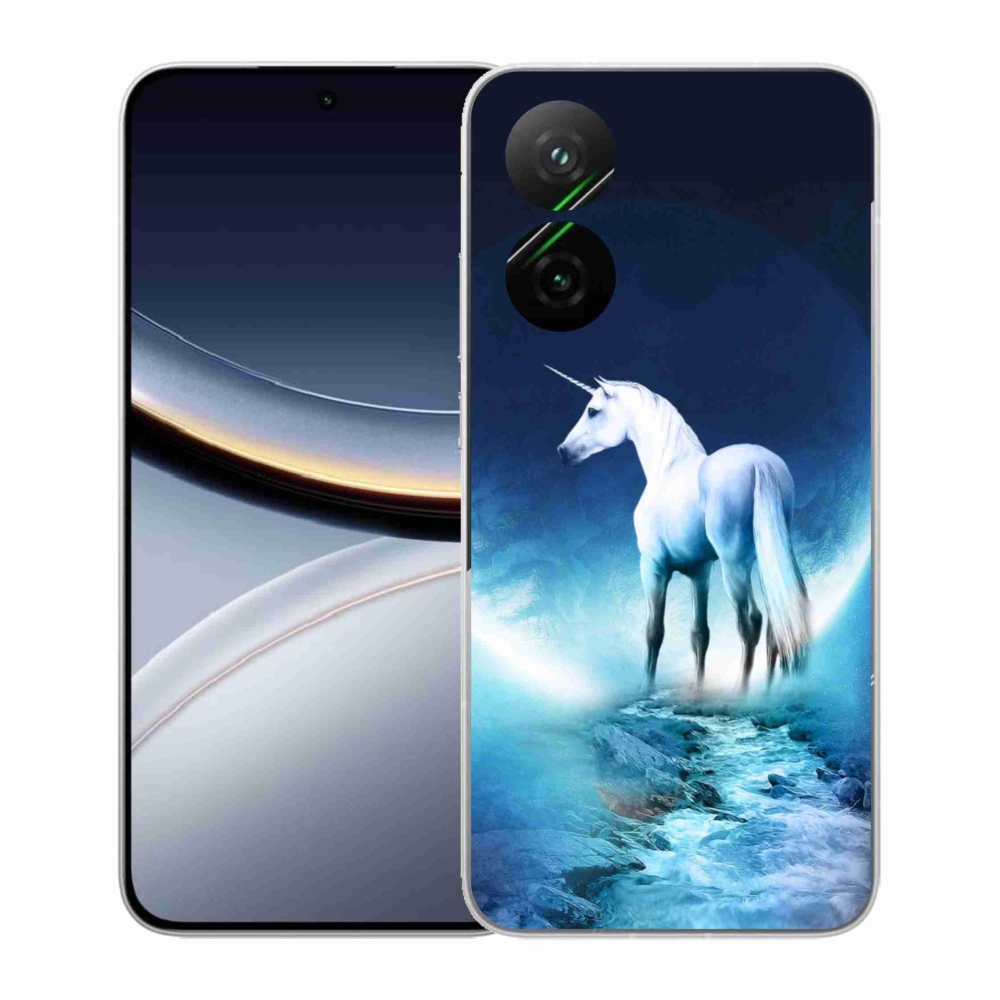 Gélový kryt mmCase na Xiaomi Poco F7 5G - biely jednorožec