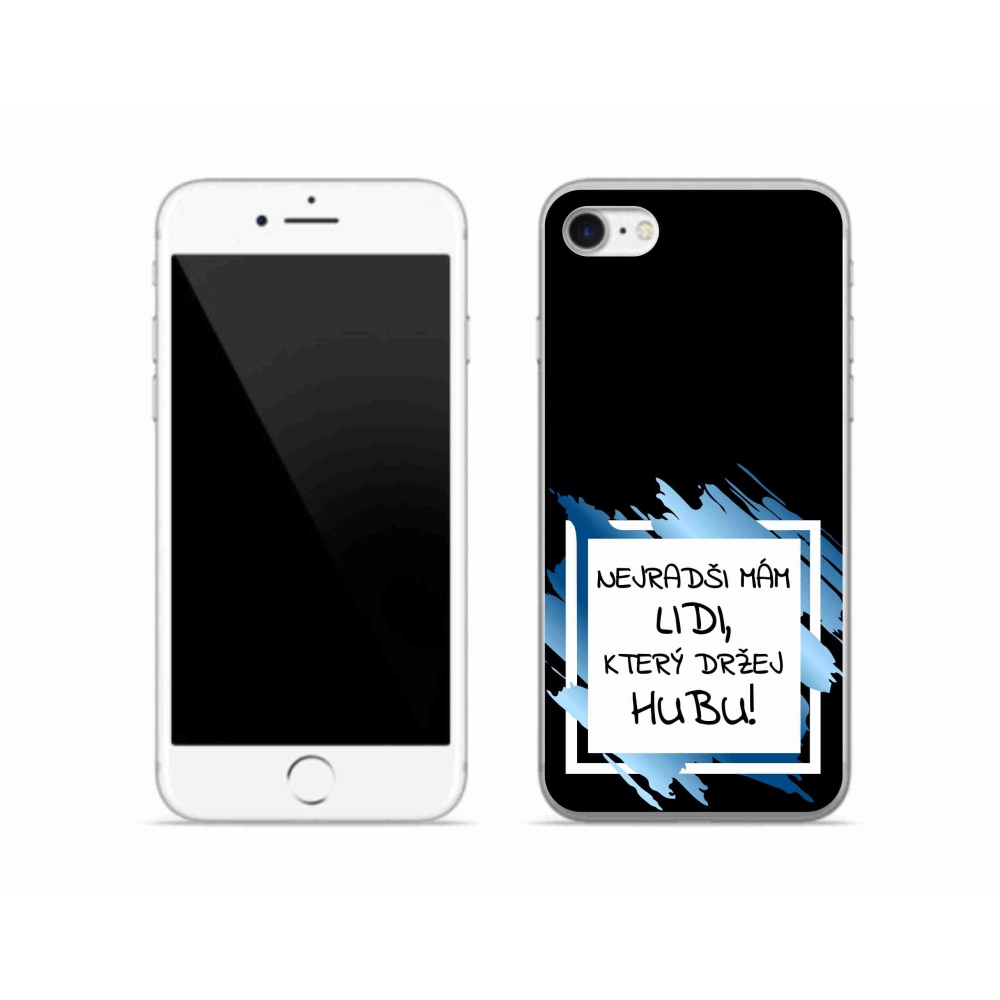 Gélový kryt mmCase na iPhone SE (2022) - vtipný text 7 bieločierne pozadie