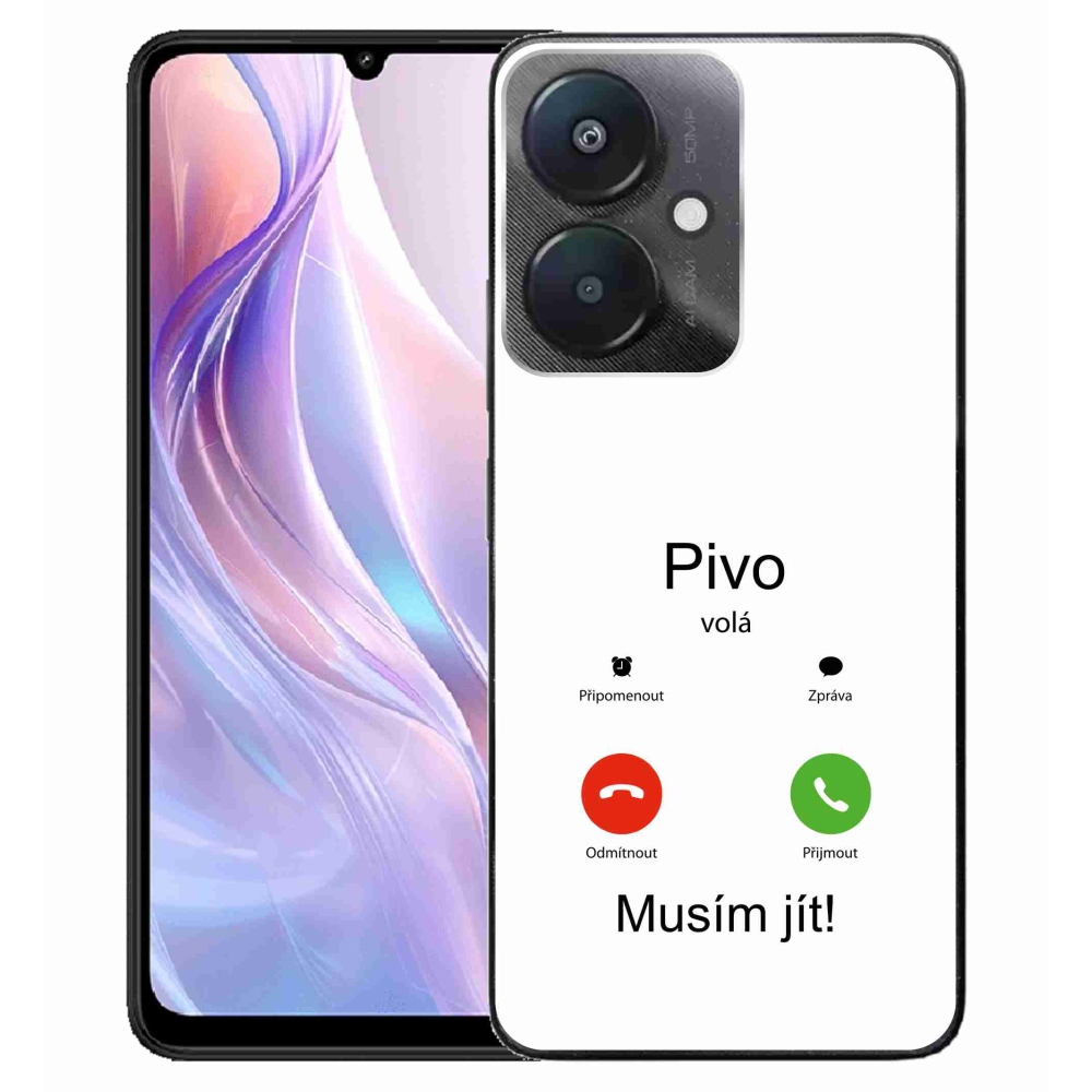 Gélový kryt mmCase na Xiaomi Redmi 13C 5G - pivo volá biele pozadie