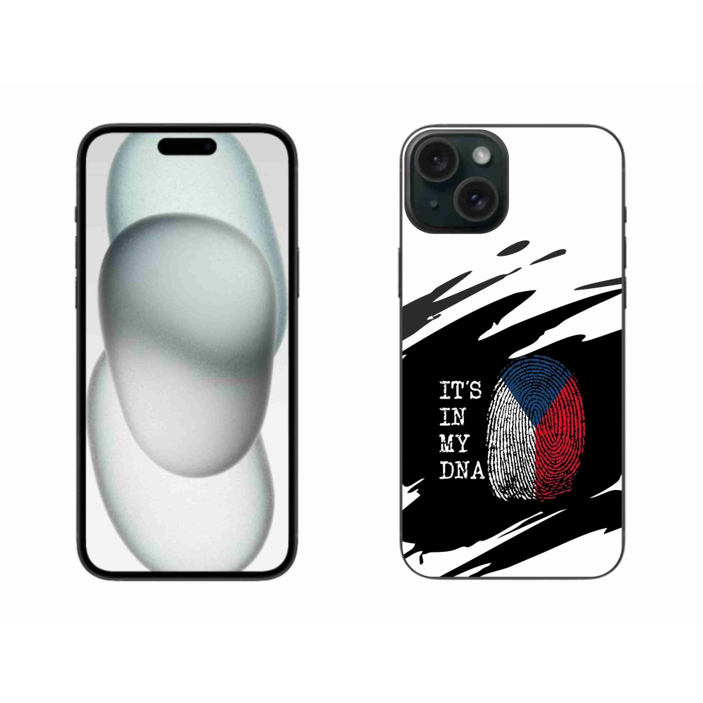 Gélový kryt mmCase na iPhone 15 Plus - vlajka odtlačok prsta čiernobiele pozadie