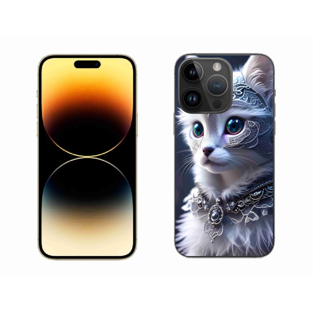 Gélový kryt mmCase na iPhone 14 Pro Max - biela mačka