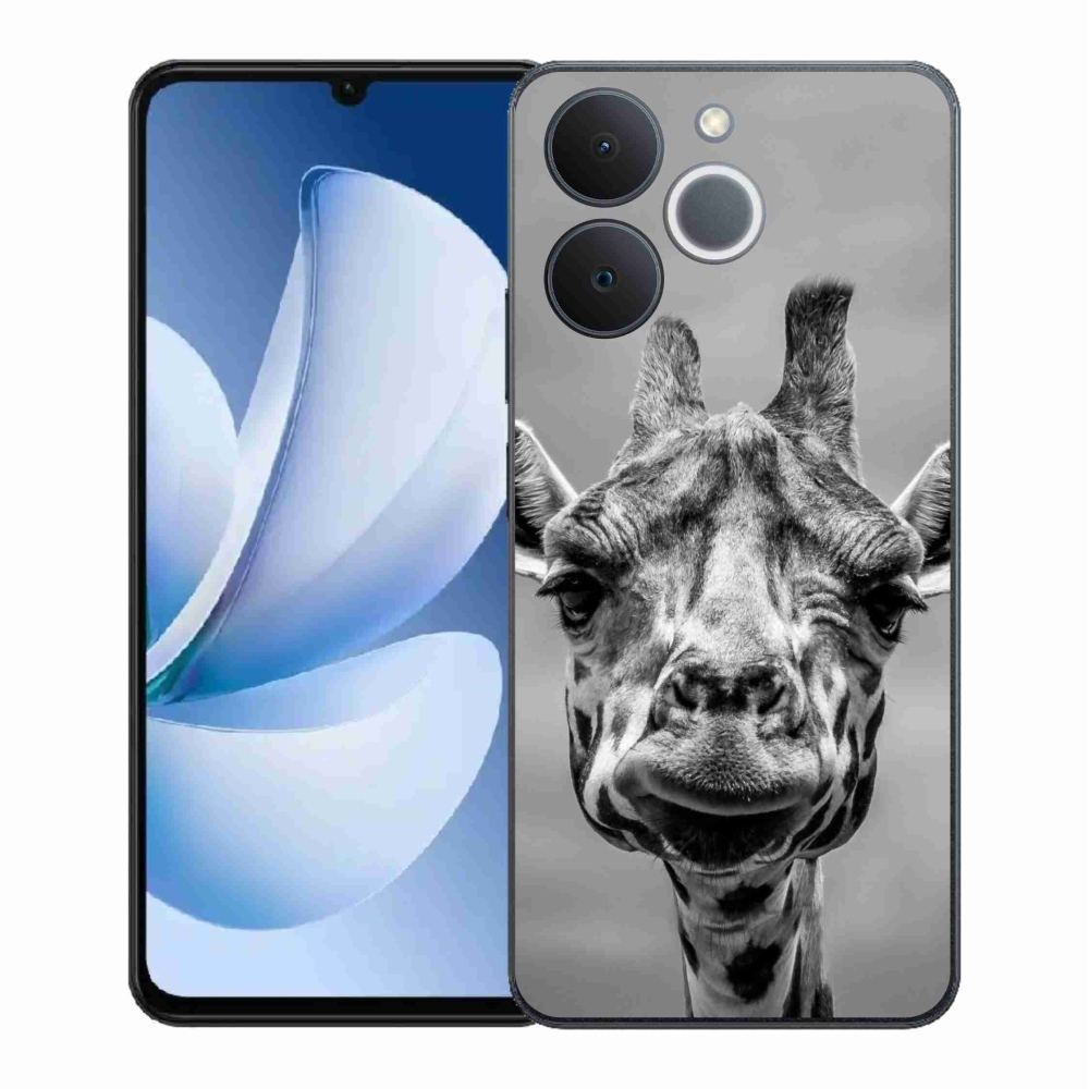 Gélový kryt mmCase na Realme Note 70T - čiernobiela žirafa