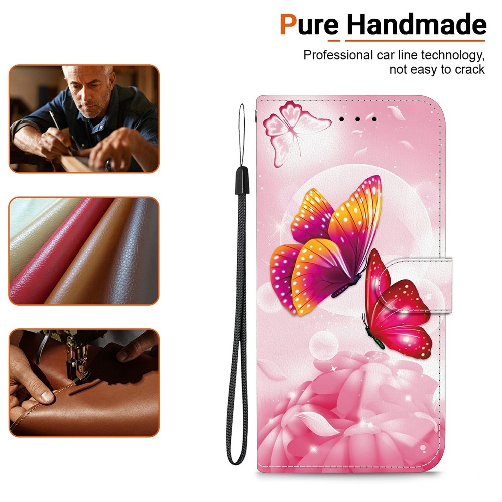 Versatile knižkové puzdro na Xiaomi Redmi 15 4G (171mm) - ružové motýle