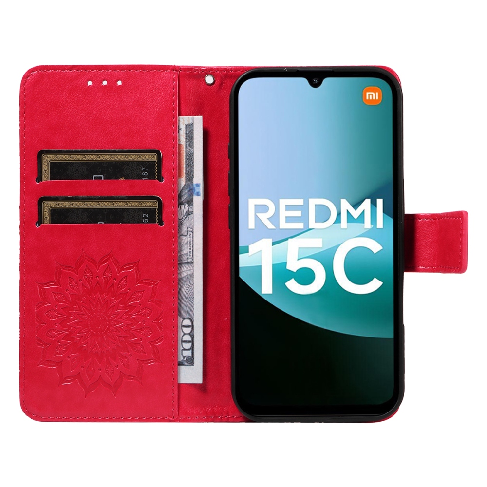 Sunflower knižkové púzdro na Xiaomi Redmi 15C 4G/5G (173mm) - červené