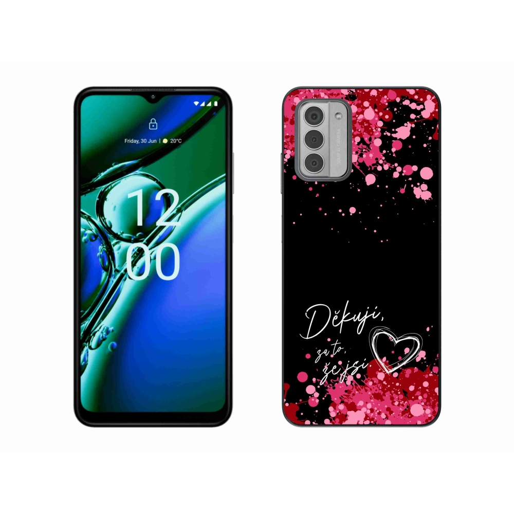 Gélový kryt mmCase na Nokia G42 - zamilovaný text 2 čierne pozadie