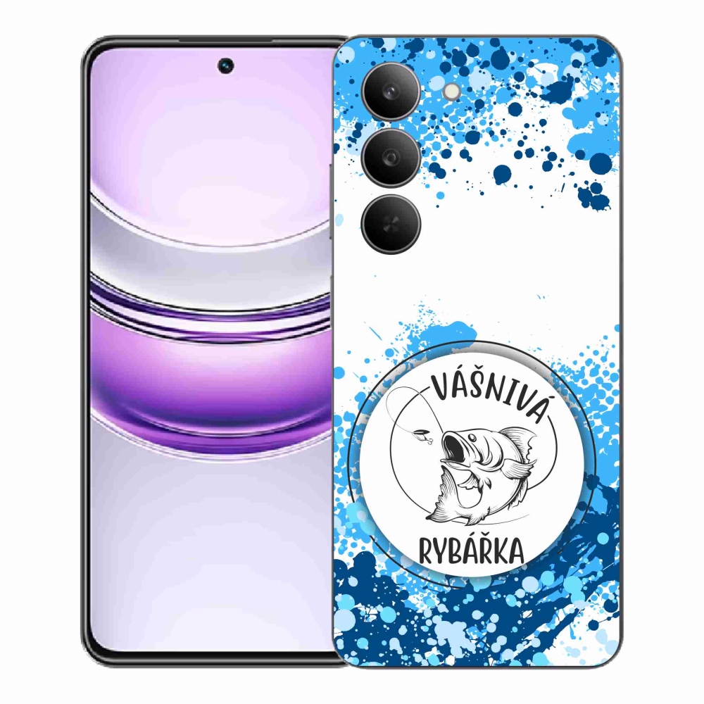 Gélový kryt mmCase na Realme 14x 5G - vášnivá rybárka biele pozadie