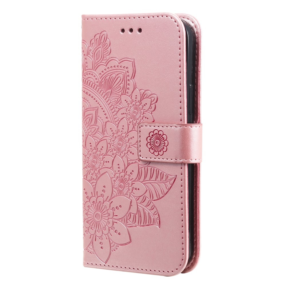 Floral knižkové púzdro na Realme 14 5G - ružové