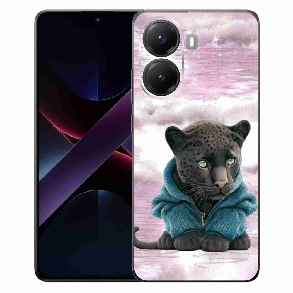 Gélový kryt mmCase na Xiaomi Poco X7 Pro 5G - čierny panter vo svetri