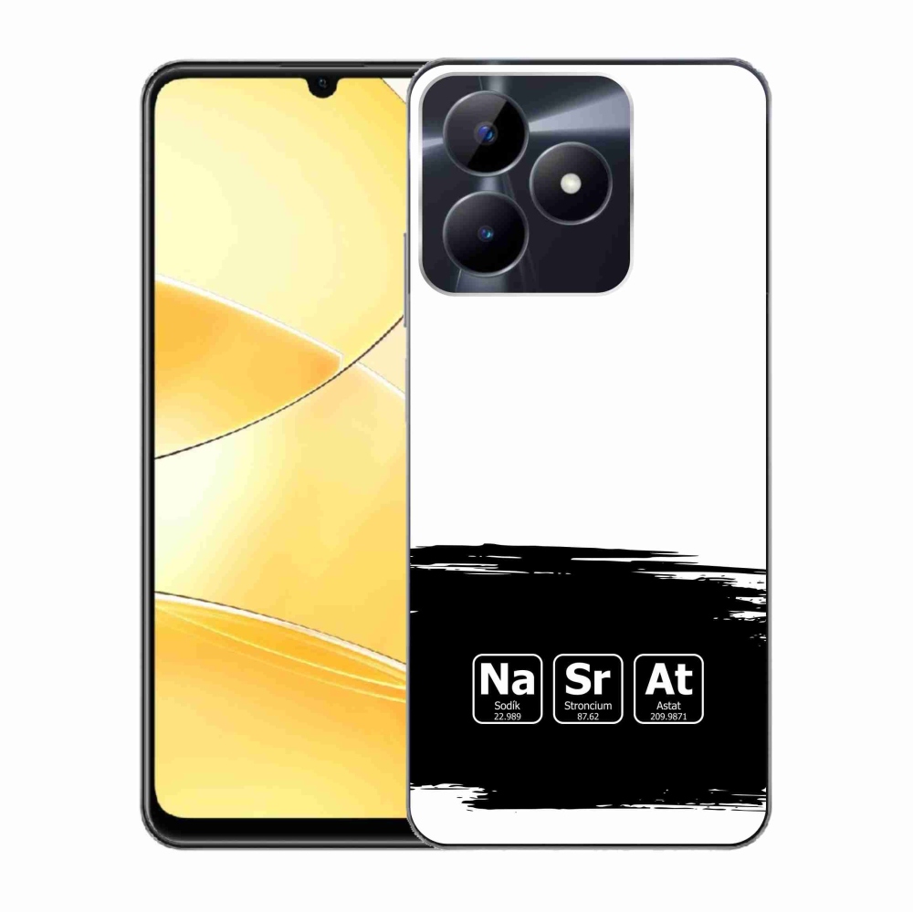 Gélový kryt mmCase na Realme C51/C53 - chemické prvky čiernobiele pozadie