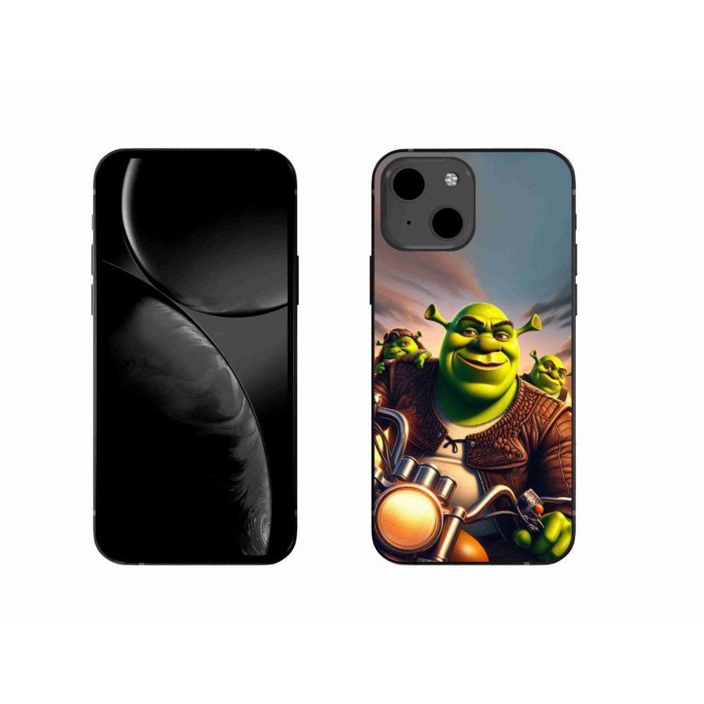 Gélový kryt mmCase na iPhone 13 6.1 - shrek na motorke