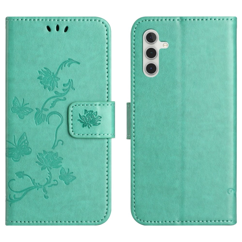 Flower knižkové púzdro na Samsung Galaxy A26 5G - modrozelené