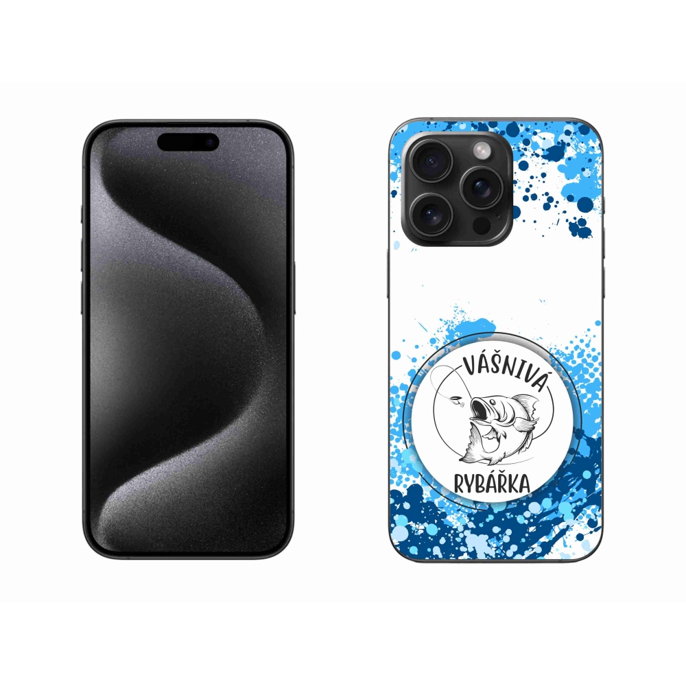 Gélový kryt mmCase na iPhone 15 Pro Max - vášnivá rybárka biele pozadie