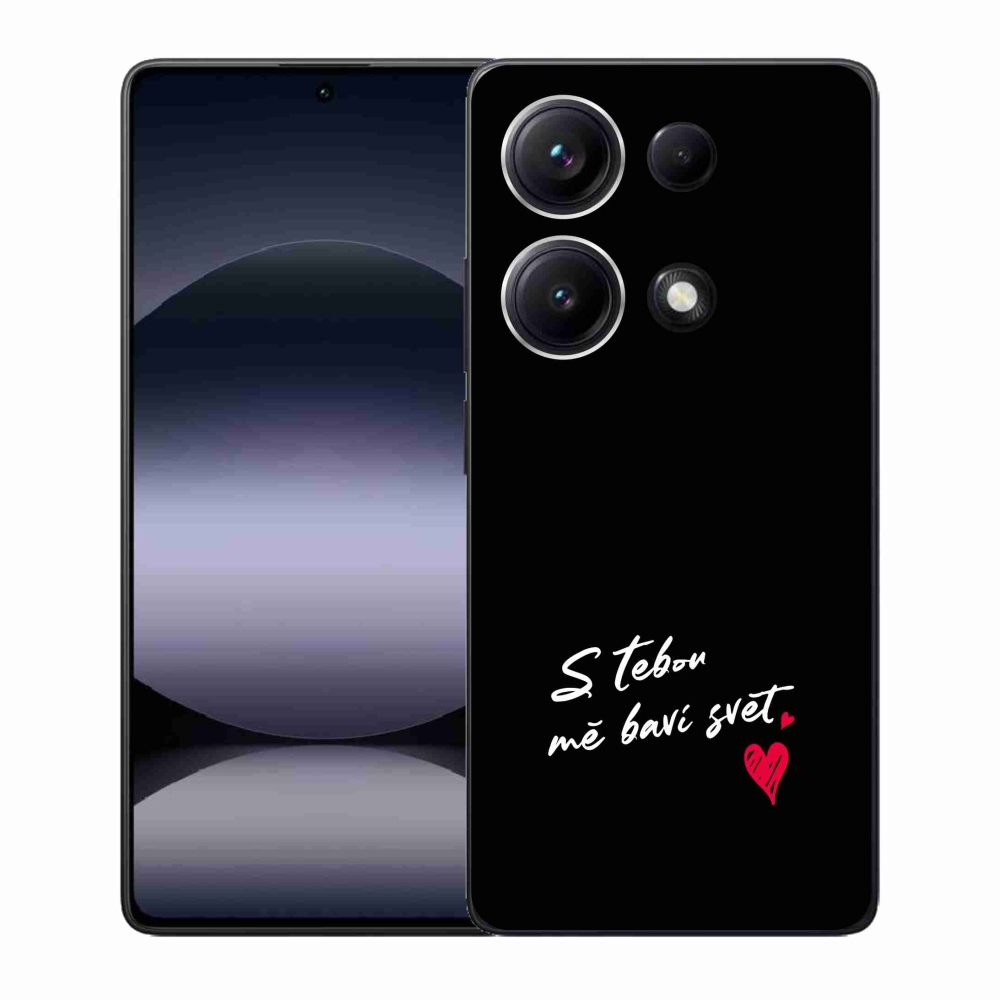 Gélový kryt mmCase na Xiaomi Redmi Note 14S - zamilovaný text 1 čierne pozadie