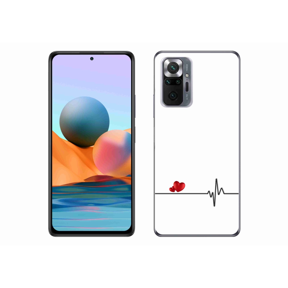 Gélový kryt mmCase na Xiaomi Redmi Note 10 Pro - srdce a tep biele pozadie