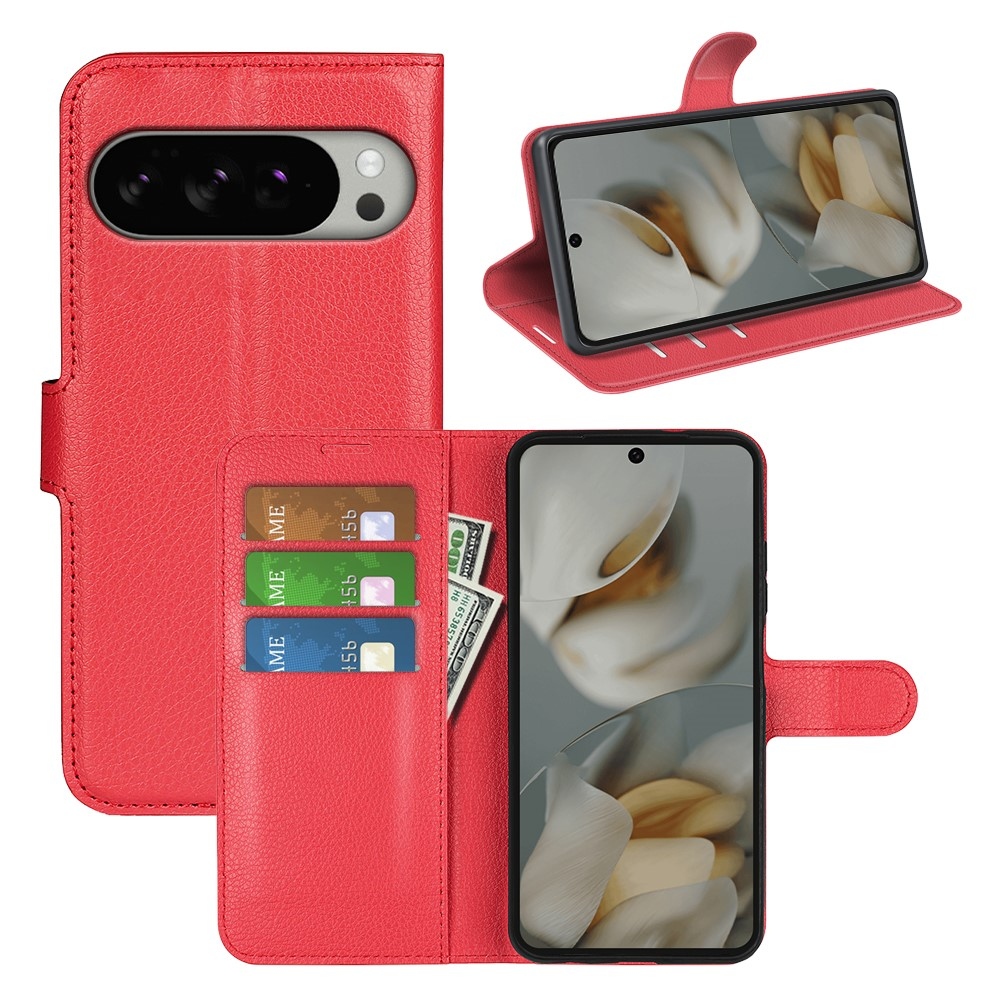 Litchi knižkové puzdro na Google Pixel 10 Pro XL - červené