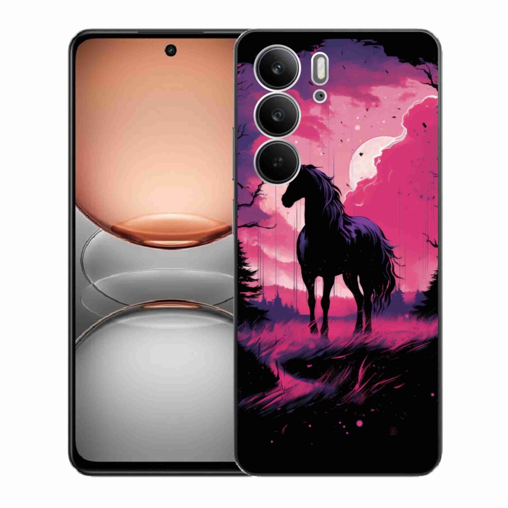 Gélový kryt mmCase na Realme C75 - čierny kreslený kôň 1