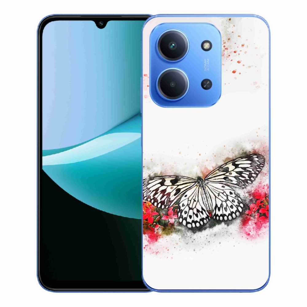 Gélový kryt mmCase na Xiaomi Redmi 15C 4G/5G (173mm) - čiernobiely motýľ