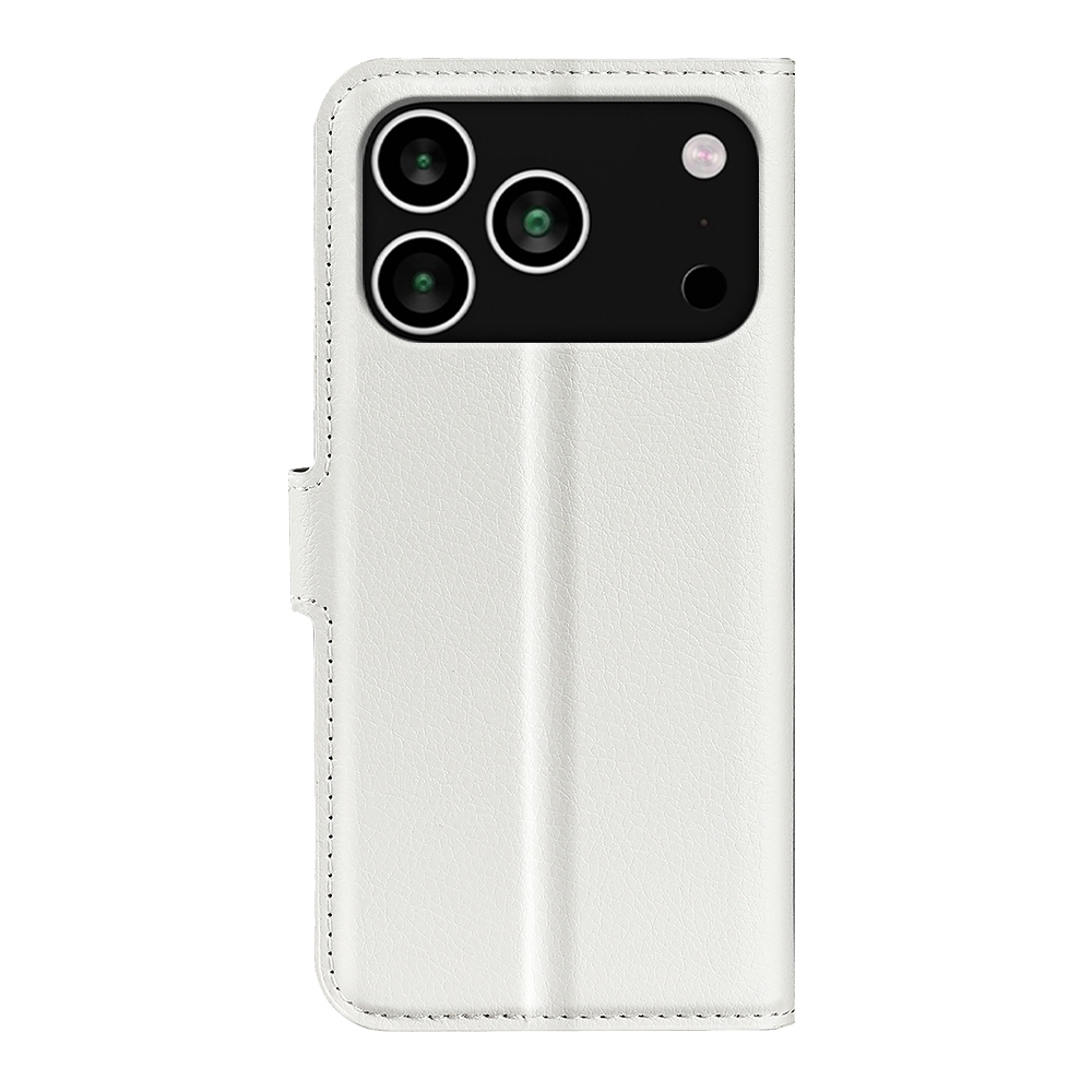 Litchi knižkové púzdro na iPhone 17 Pro - biely