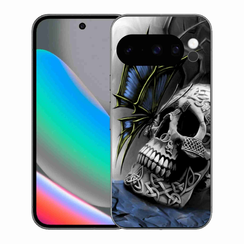 Gélový kryt mmCase na Google Pixel 10 Pro - motýľ a lebka