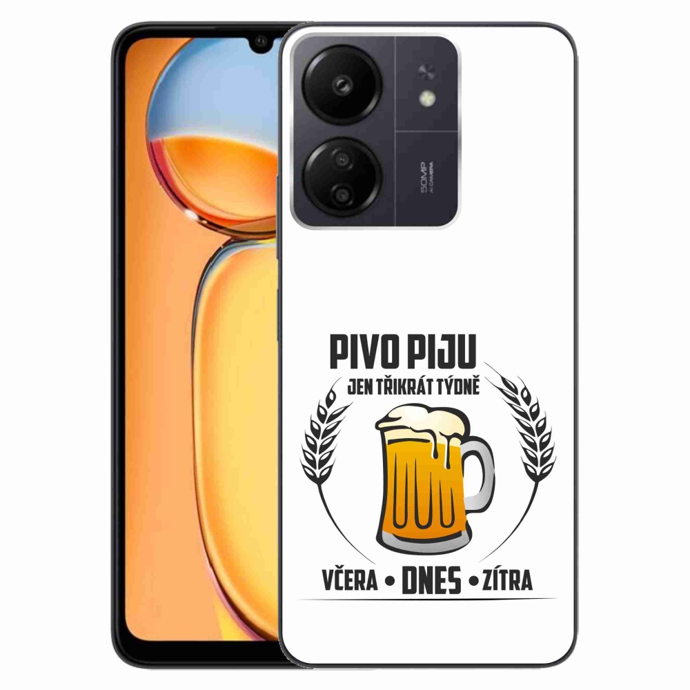 Gélový kryt mmCase na Xiaomi Poco C65/Redmi 13C - pivný motív biele pozadie