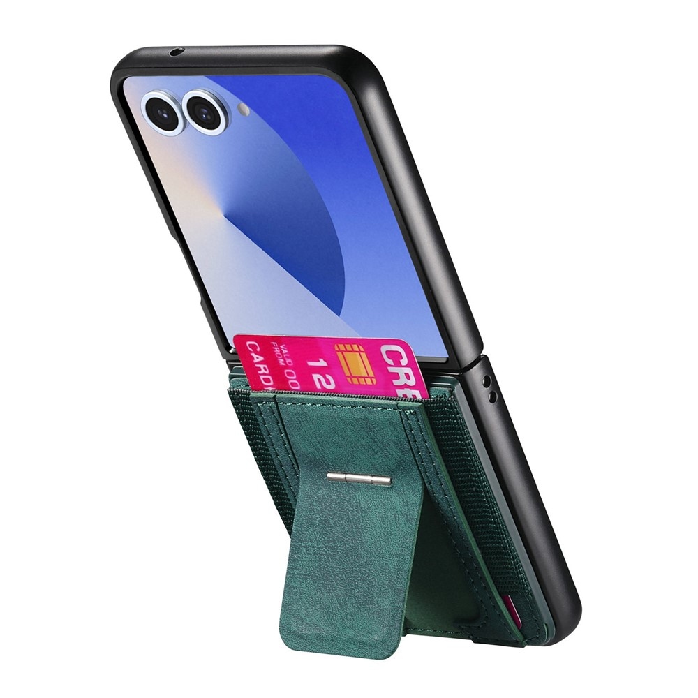 Luxurious plastový kryt s umelou kožou na Samsung Galaxy Z Flip7 5G - zelený