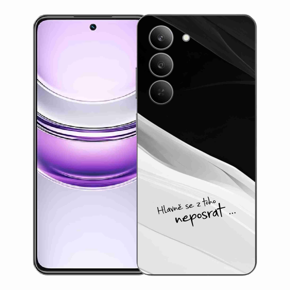 Gélový kryt mmCase na Realme 14x 5G - vtipný text 13 bieločierne pozadie
