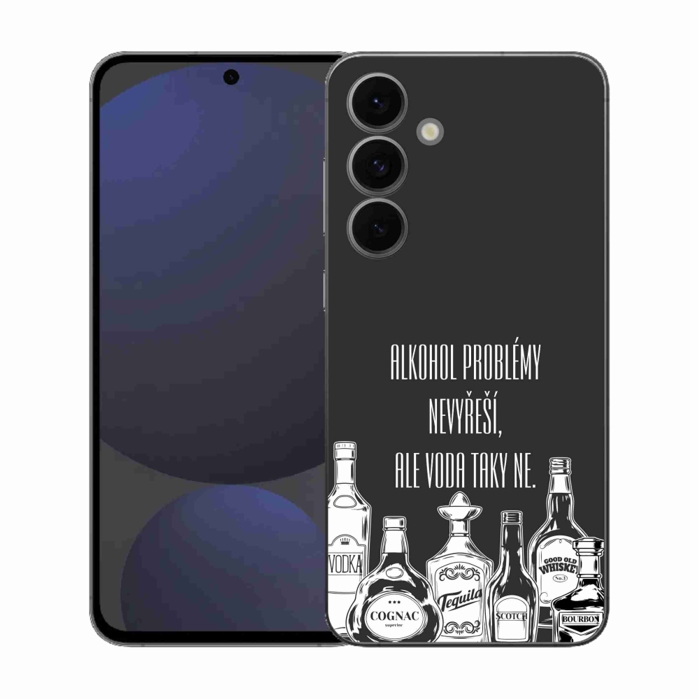 Gélový kryt mmCase na Samsung Galaxy S25 FE - vtipný text čierne pozadie